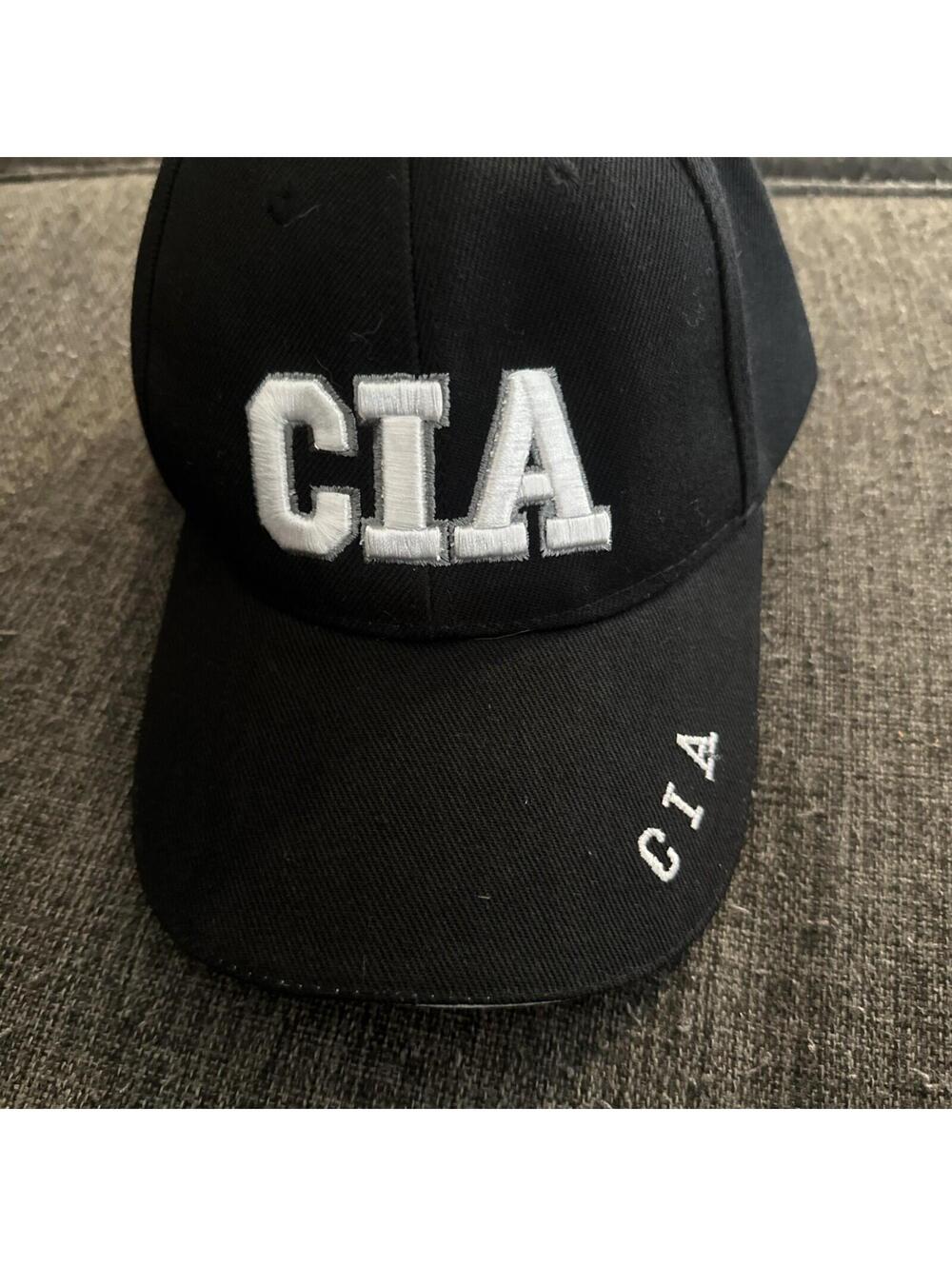 CIA Black White Embroidered Adjustable One Size Unisex Baseball Cap